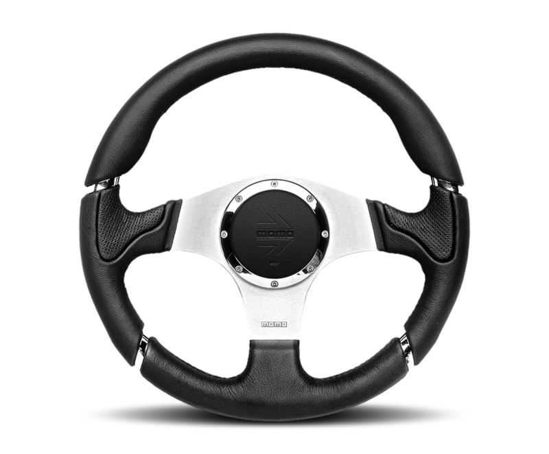 Momo Millenium Steering Wheel 350 mm - Black Leather/Black Stitch/Brshd Spokes - MIL35BK1P