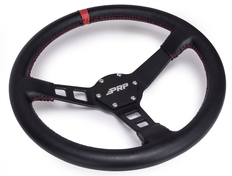 PRP Deep Dish Leather Steering Wheel- Red - G113