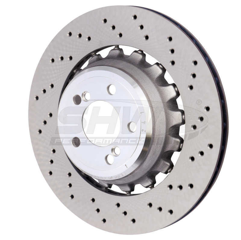 SHW 15-18 BMW X5 M 4.4L Right Rear Cross-Drilled Lightweight Brake Rotor (34212284904) - BRR48504