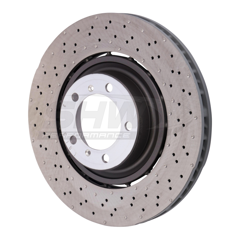 SHW 14-19 Porsche 911 Turbo 3.8L w/o Ceramics Left Front Drilled-Dimpled LW Brake Rotor (9P1615301K) - PFL49015