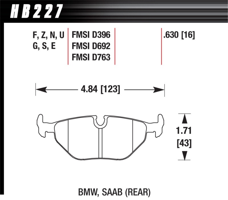 Hawk 92-95 BMW 325iS DTC-60 Race Rear Brake Pads - HB227G.630