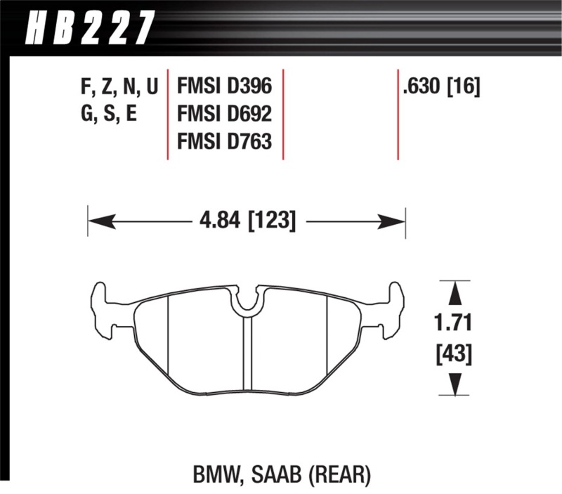 Hawk 92-95 BMW 325iS / 96-02 BMW M3 DTC-70 Race Rear Brake Pads - HB227U.630