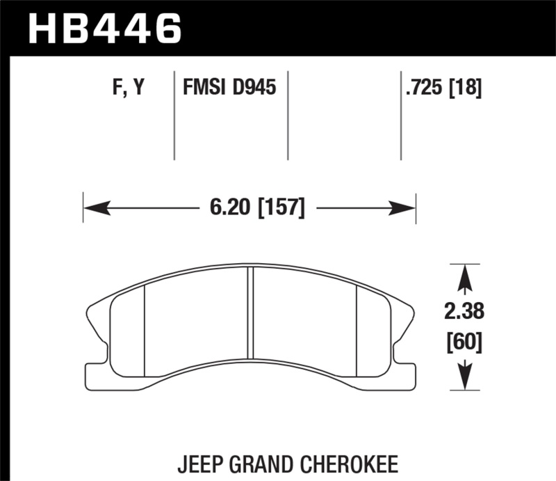 Hawk 99-04 Jeep Grand Cherokee w/ Akebono Front Calipers ONLY LTS Street Front Brake Pads - HB446Y.725