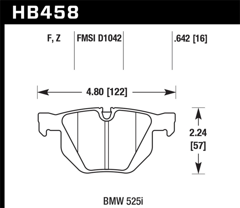 Hawk 04-06 BMW 525I / 06-07 BMW 525Xi/530Xi / 08-10 528I / 04-07 530I / 08-09 535Xi / 09-10 535i  HP - HB458F.642