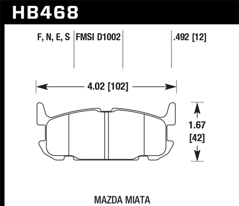 Hawk 03-05 Miata w/ Sport Suspension HP+ Street Rear Brake Pads (D1002) - HB468N.492