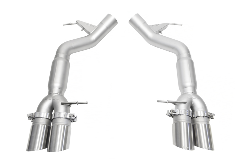 SOUL 12-18 BMW F06 / F12 / F13 M6 Resonated Muffler Bypass Exhaust - 3.5in Slash Cut Brushed Tips - BMW.M6.MB.SLTBR