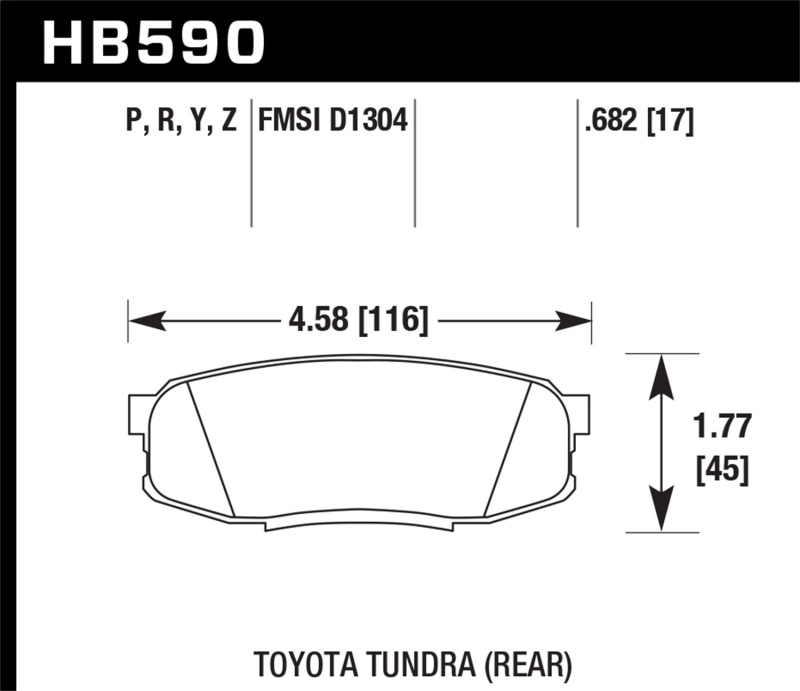 Hawk 08-10 Toyota Land Cruiser / 07-10 Tundra Super Duty Street Rear Brake Pads - HB590P.682