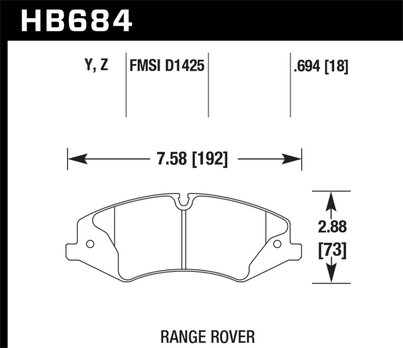 Hawk 10-13 Range Rover/Range Rover Sport Supercharged Performance Ceramic Street Front Brake Pads - HB684Z.694