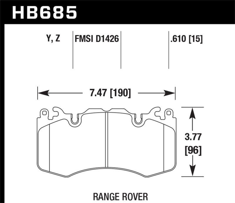 Hawk 10-11 Range Rover/Range Rover Sport Supercharged Performance Ceramic Street Front Brake Pads - HB685Z.610