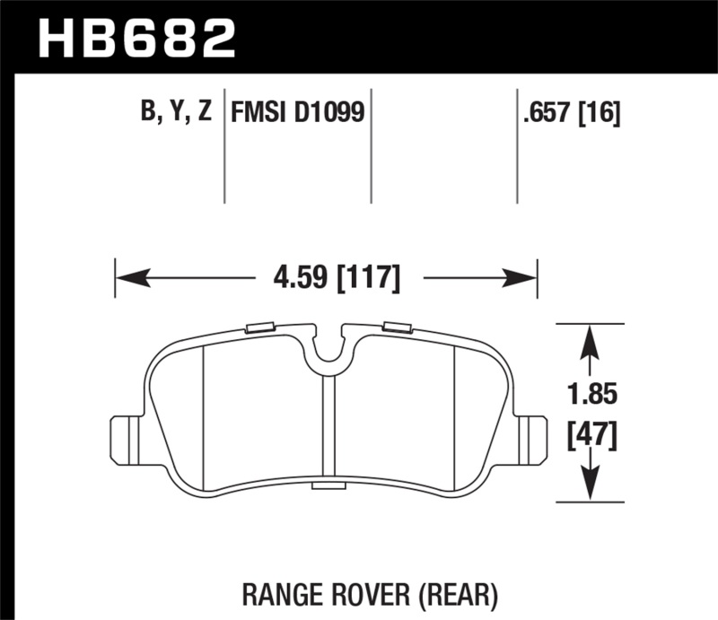 Hawk 05-09 Range Rover LR3 D1099 Performance Ceramic Street Rear Brake Pads - HB682Z.657