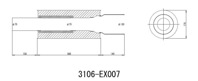 HKS Universal SS Hi-Power Muffler (120mm tip / 75mm piping) - 3106-EX007