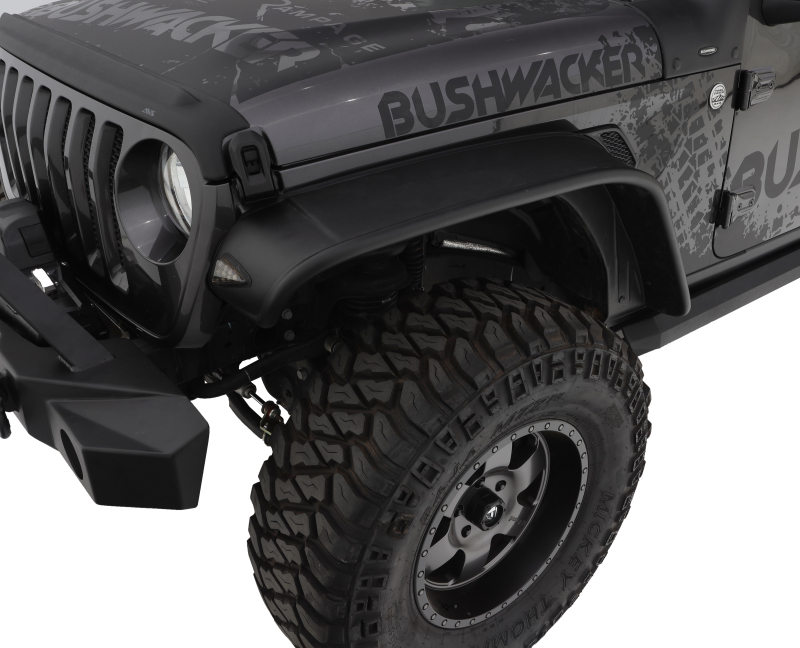 Bushwacker18-22 Jeep Wrangler JL 2/4 Door Front Flat Style Flares 2pc - Black - 10101-07