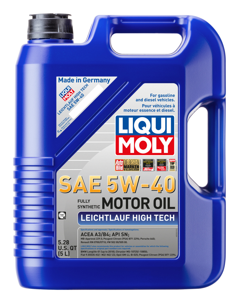 LIQUI MOLY 5L Leichtlauf (Low Friction) High Tech Motor Oil SAE 5W40 - 2332
