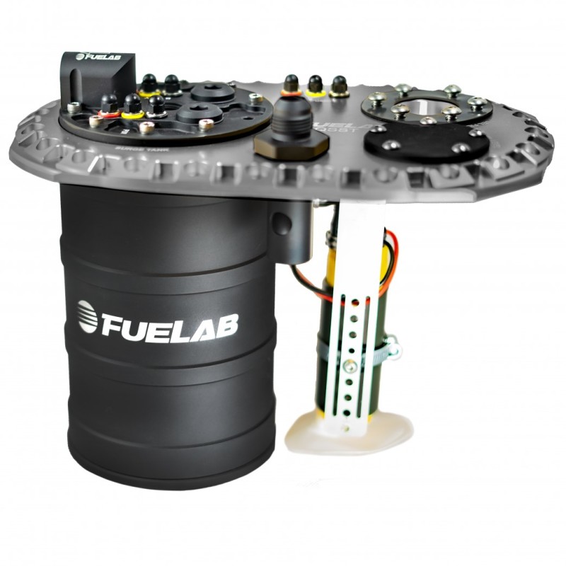 Fuelab Quick Service Surge Tank w/49442 Lift Pump & Dual 500LPH Brushed Pumps w/Controller -Titanium - 62711-3