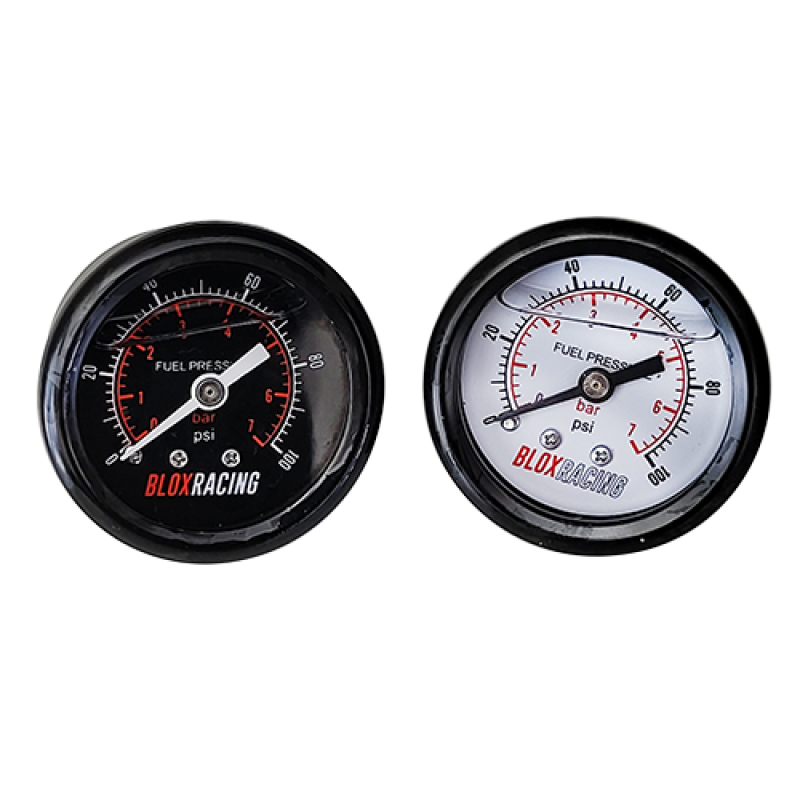 BLOX Racing Liquid-Filled Fuel Pressure Gauge 0-100psi (White Face) - BXGA-00125-WH