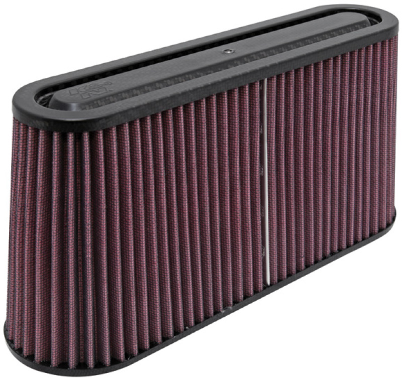 K&N Filter Univ Air Filter Carbon Fiber Top/Base Oval FLG 12x3-1/2in B / 11x2-1/2in T / 5-3/4in H - RP-5105