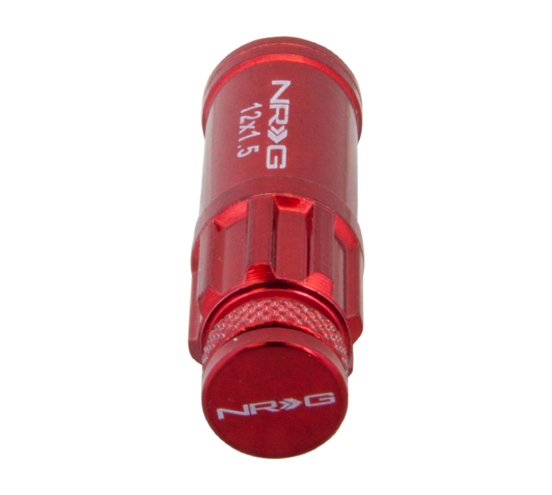 NRG 700 Series M12 X 1.5 Steel Lug Nut w/Dust Cap Cover Set 21 Pc w/Locks & Lock Socket - Red - LN-LS700RD-21