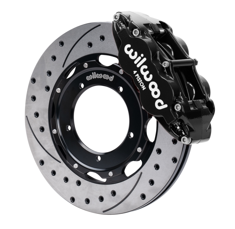 Wilwood 69-89 Porsche 911 Front Superlite Brake Kit 3.5in MT Drilled & Slotted Face - Black - 140-16947-D
