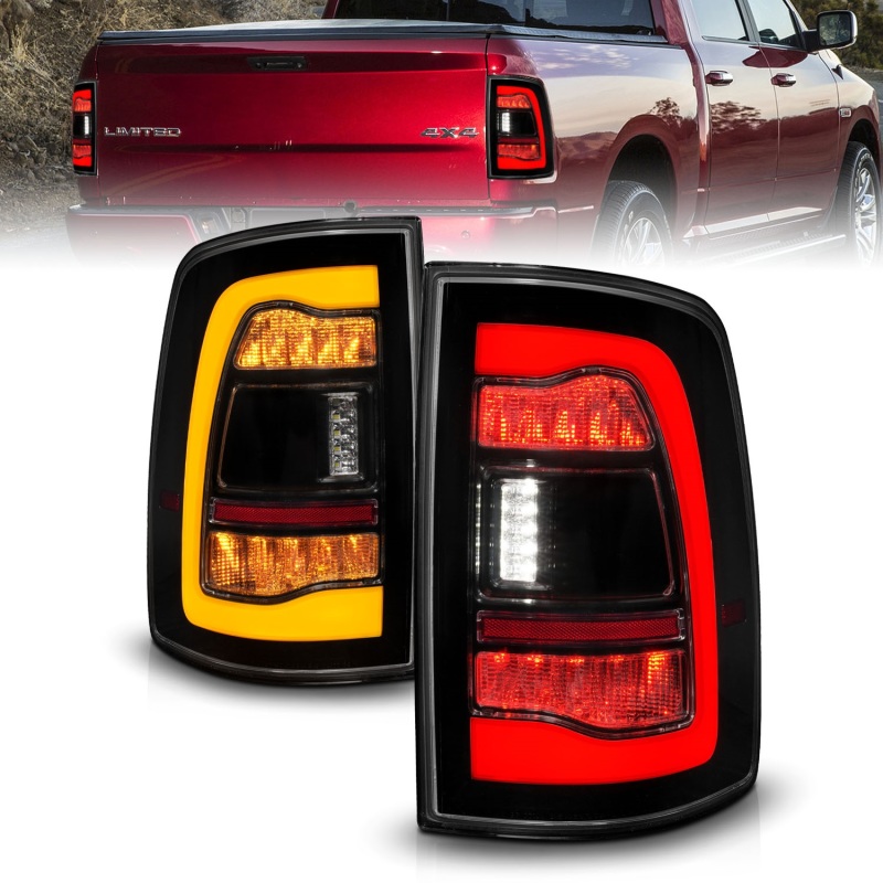 ANZO 09-18 Dodge Ram 1500 Sequential LED Taillights Smoke Black w/Switchback Amber Signal - 311472