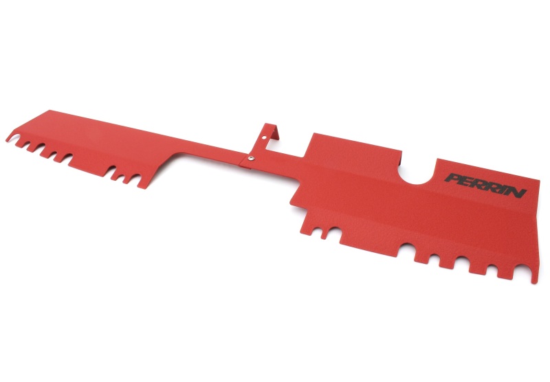 PERRIN 15-21 Subaru WRX/STI Radiator Shroud (With OEM Intake Scoop) - Red - PSP-ENG-512-4RD