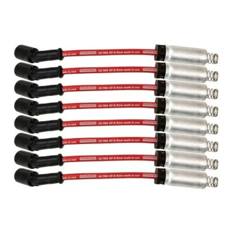 Moroso GM LS/LT 8.5mm Ultra 40 9.75in Long Wire Set w/Alum Heatshield - Red - 73740