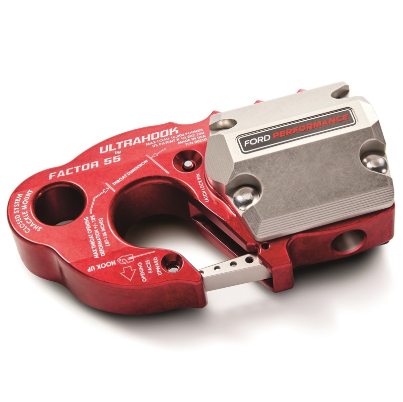 Ford Racing Factor 55 UltraHook w/Rope Guard - Red - M-1821-UHR