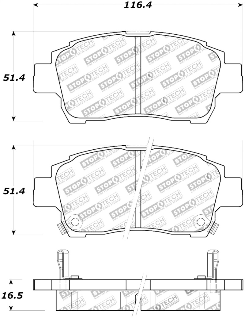 StopTech Street Touring 00-05 Spyder MR2 / 00 Celica GT Front Brake Pads - 308.08220