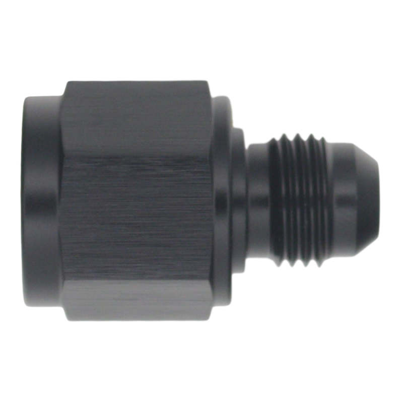 DeatschWerks 8AN Female Flare to 6AN Male Flare Reducer - Anodized Matte Black - 6-02-0222-B