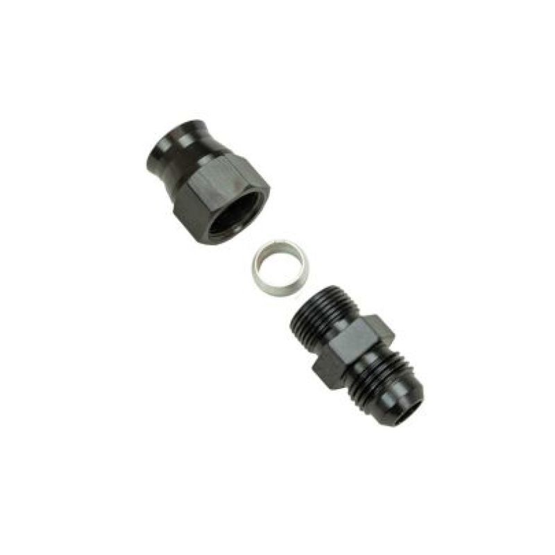 Moroso Aluminum Fitting Adapter 6AN Male to 3/8in Tube Compression - Black - 65350
