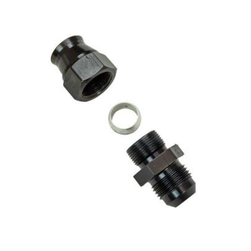 Moroso Aluminum Fitting Adapter 8AN Male to 1/2in Tube Compression - Black - 65351