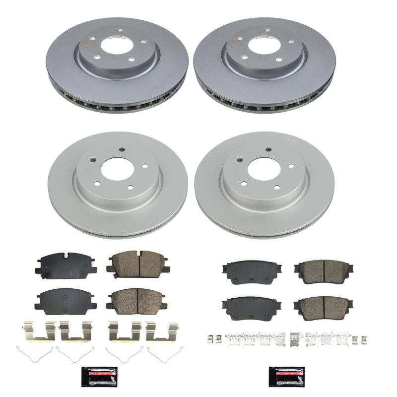 Power Stop 2021 Nissan Rogue Front & Rear Z17 Coated Brake Kit - CRK8816