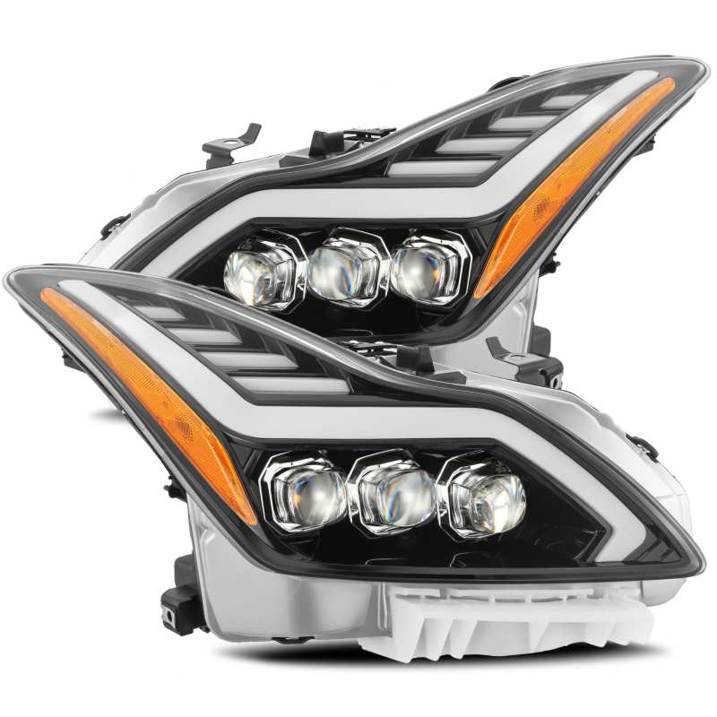 AlphaRex 08-13 Infiniti G37 NOVA LED Projector Headlights Plank Style Design Gloss Black - 881982