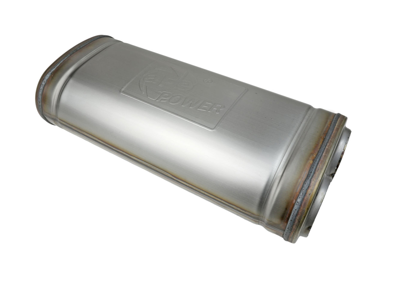 aFe MACH Force-Xp 409 SS Muffler 3in Dual Inlet/Dual Outlet 5in H x 8in W x 18in L - Oval Body - 49M00055