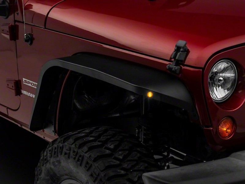 Officially Licensed Jeep 07-18 Jeep Wrangler JK Slim Fender Flares w/ Jeep Logo- Front - OLJJ164978