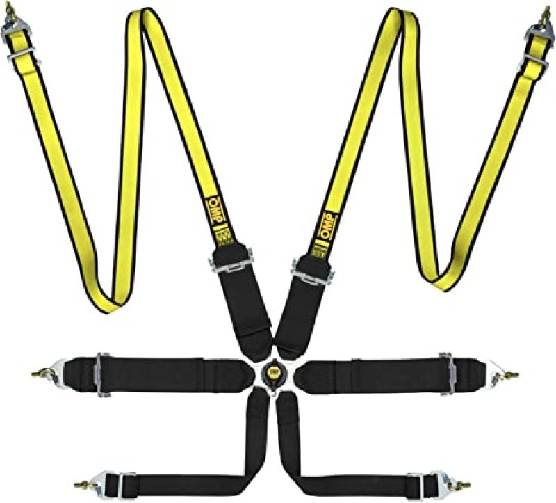 OMP First 3/2 Racing Harness Black Yellow - DA0-0204-B02-178