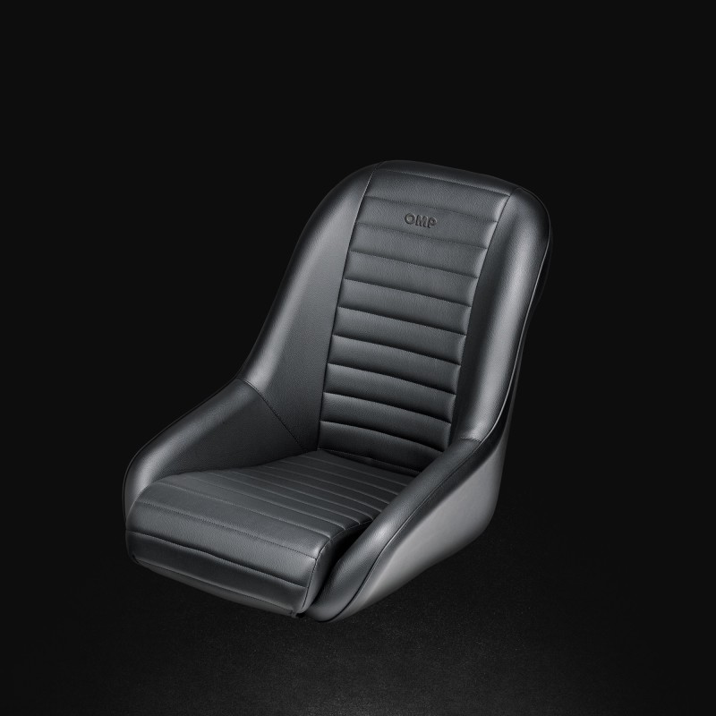OMP Silverstone Series New Vintage Seats w/ Steel Frame/Imitation Leather - Black - HA0-0756-A01-071