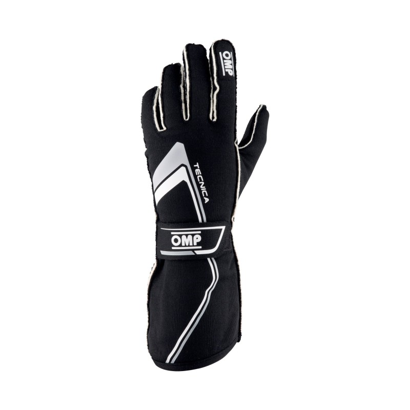 OMP Tecnica Gloves My2021 Black/White - Size M (Fia 8856-2018) - IB0-0772-A01-071-M