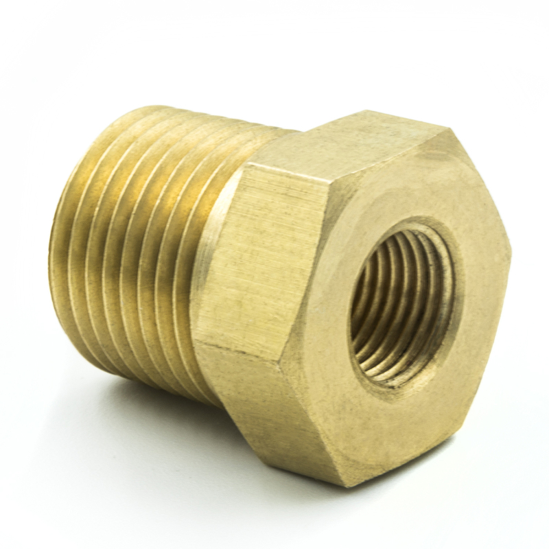 Autometer Brass Adapter Fitting - 3/8in NPT Male - 1/8in NPT Female - 2284