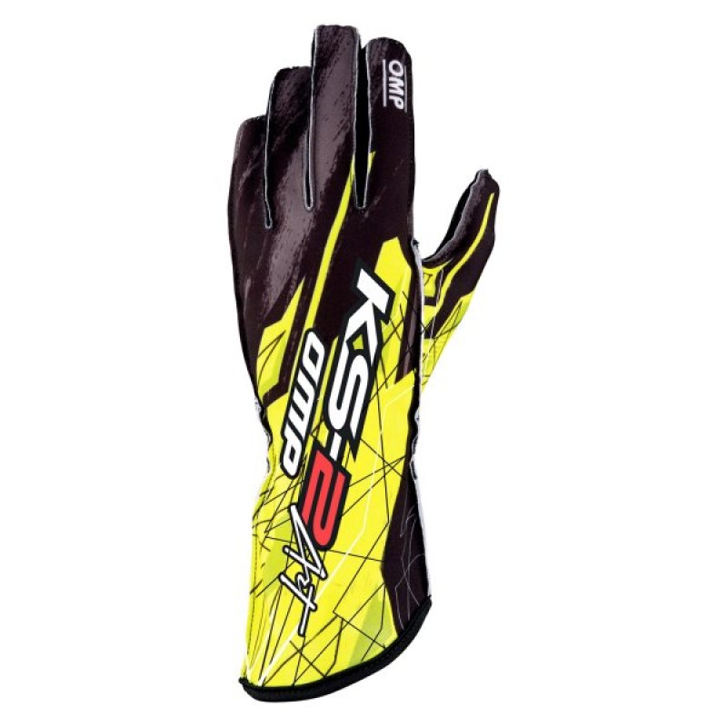 OMP KS-2 Art Gloves Black/Yellow - Size XL - KB0-2748-A01-178-XL
