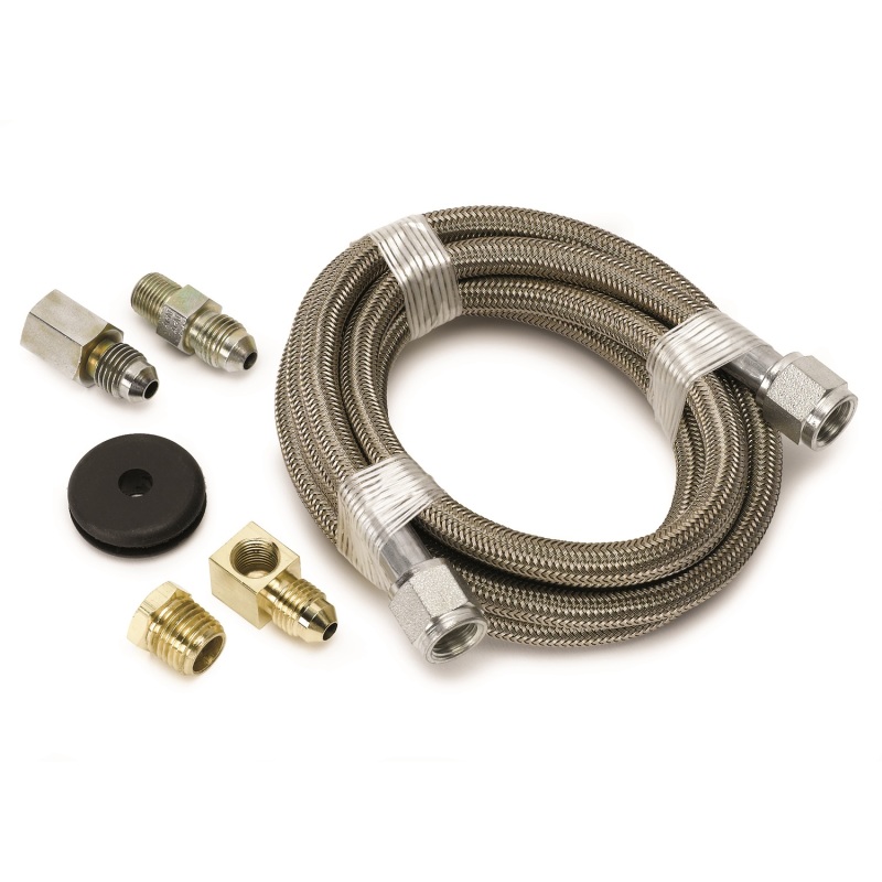 Autometer #4 Braided SS Line (-4AN) 6ft -4AN and 1/8in NPTF Fittings - 3228