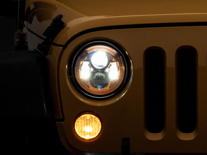 Raxiom 07-18 Jeep Wrangler JK 7-In LED Headlights Orange Housing- Clear Lens - J154700