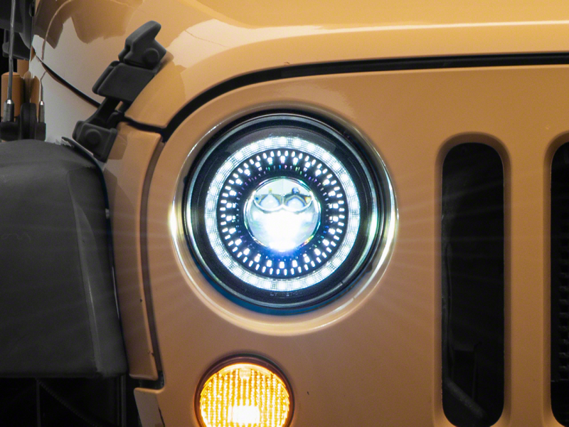 Raxiom 07-18 Jeep Wrangler JK Axial Series 7-In Dragon Eye LED Headlights- Blk Housing (Clear Lens) - J167194