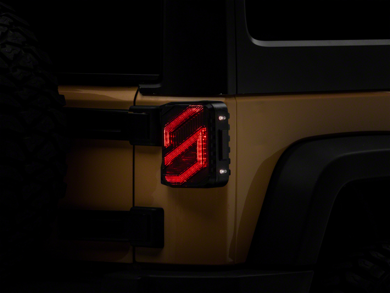 Raxiom 07-18 Jeep Wrangler JK Axial Series Trident LED Tail Lights- Blk Housing (Smoked Lens) - J173718