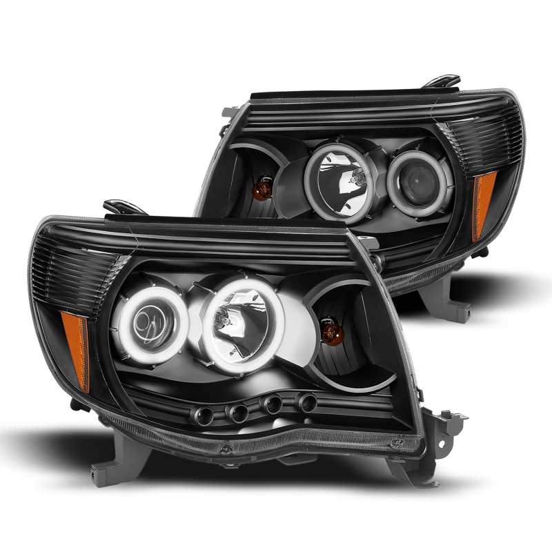 Raxiom 05-09 Tacoma Super White LED Halo Projector Headlights- Black Housing (Clear Lens) - TT5928