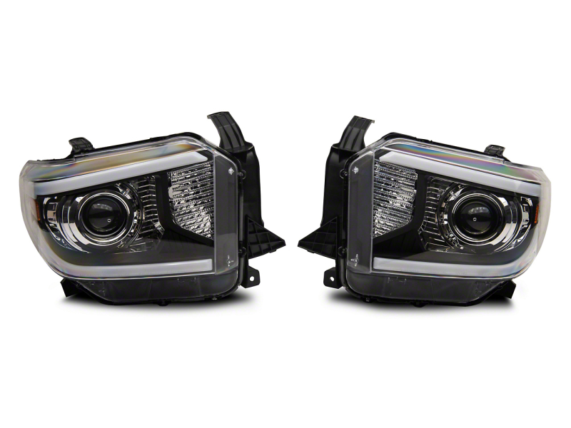 Raxiom 14-21 Toyota Tundra Axial Series Projector Headlights w/ LED Bar- Blk Housing (Clear Lens) - TU16010