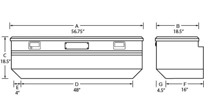 Tradesman Aluminum Flush Mount Truck Tool Box (56in.) - Brite - 9456