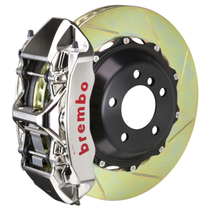 Brembo 05-14 Mustang GT Excl non-ABS Fr GTR BBK 6Pis Billet 380x32 2pc Rotor Slotted Type1-Nickel - 1M2.9030AR