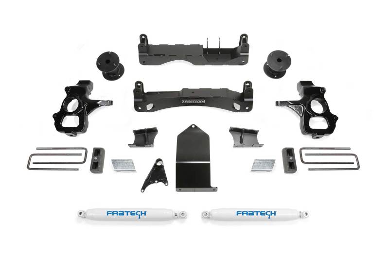 Fabtech 14-18 GM C/K1500 P/U w/oE Alm Or Stmp Stl UCA 4in Basic Sys w/Perf Shks - K1119