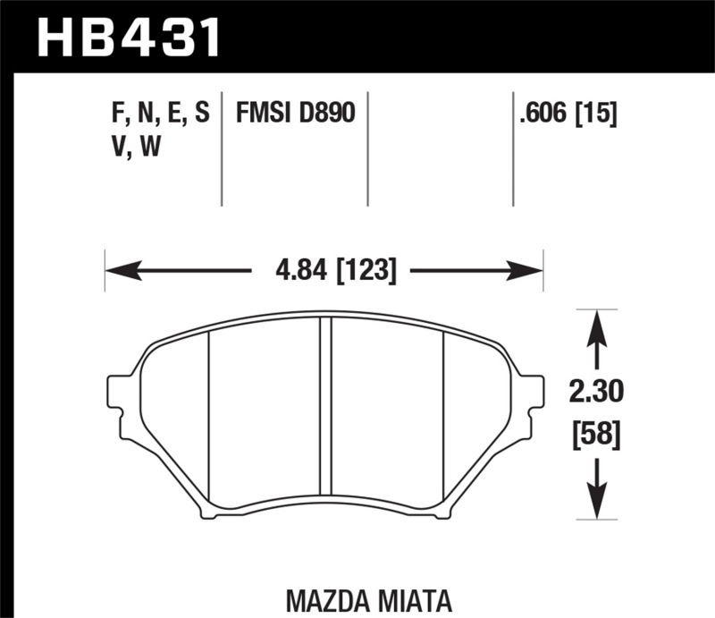 Hawk 01-05 Miata w/ Sport Suspension HPS  Street Front Brake Pads D890 - HB431F.606