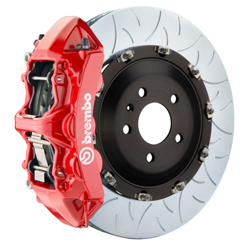 Brembo 15-23 Mustang GT (S550) Front GT BBK 6 Piston Cast 405x34 2pc Rotor Slotted Type-3-Red - 1T3.9504A2